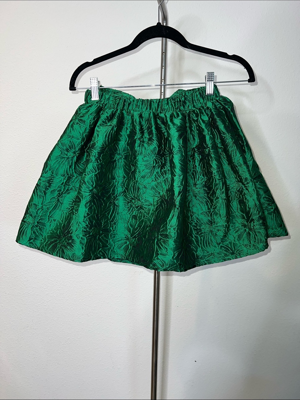 Shop The Mint Emerald Brocade Floral-Texture A-Line Skirt
